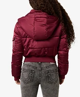 True Religion Women's Shrunken Puffer Hooded Jacket