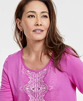 Jm Collection Women's Printed 3/4-Sleeve Top, Exclusively at Macy's