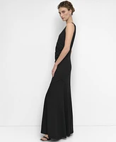 Dkny Women's Cutout Draped Long-Sleeve Gown