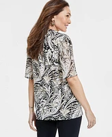 Jm Collection Women's Printed Split-Neck Blouse, Exclusively at Macy's