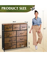 Wlive 9 Drawer Dressers for Bedroom Tall Dresser Closet Living Room Hallway Furniture Organizer Storage Tower with Fabric