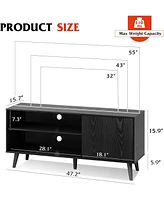 Wlive Mid-Century Modern Tv Stand for 55" Entertainment Center with Storage Open Shelves Console Living Room and Bedroom