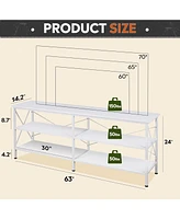 Wlive Tv Stand for 65 70 inch Entertainment Center with Storage Industrial Console Living Room Long 63" Cabinet Metal Frame