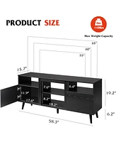 Wlive Mid-Century Modern Tv Stand for 65" Console Cabinet Open Shelves Entertainment Center Living Room and Bedroom