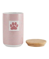 Bone Dry Ceramic Pet Treat Canister Stripe Paw Patch