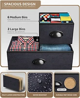 Sorbus 8 Drawers Wide Dresser - Organizer Unit with Steel Frame Wood Top and handle