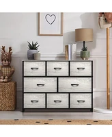 Sorbus 8 Drawers Wide Dresser - Organizer Unit with Steel Frame Wood Top and handle, Fabric Bins Amazing for household decluttering