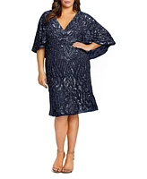 Mac Duggal Plus Embellished Cape Sleeve Cocktail Dress (Plus)