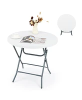 Gouun 32 Inch Round Folding Table with Thick Tabletop for Picnic