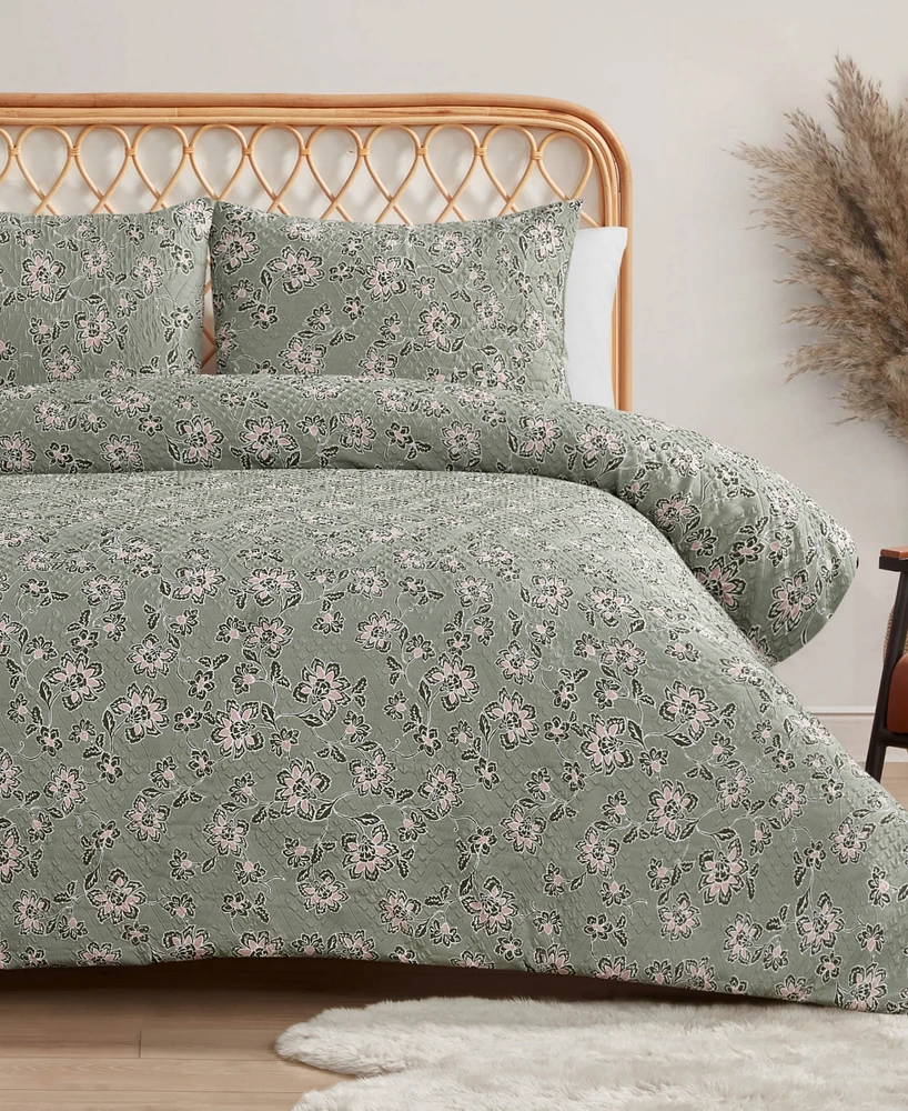 Jessica Simpson Botanical Embossed 3-Pc. Duvet Cover Set, Full/Queen