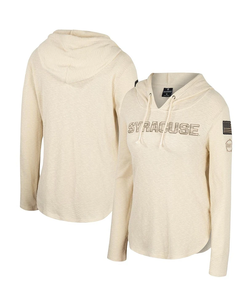 Colosseum Women's Cream Syracuse Orange Oht Military Appreciation Casey Raglan Long Sleeve Hoodie T-Shirt