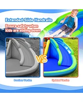 Gymax Inflatable Waterslide Wet & Dry Bounce House w/Upgraded Handrail & 780W Blower