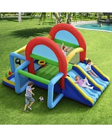 Gymax Kids Inflatable Bounce House Bouncer Castle w/ Double Slides Without Blower