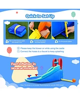 Gymax Inflatable Waterslide Wet & Dry Bounce House w/Upgraded Handrail Blower Excluded