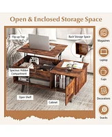 Gouun Lift Top Table with Storage and Hidden Compartment