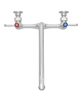 Gridmann Commercial Wall Mount Sink Faucet, 8" Center with 10" Swivel Spout, Nsf, Dual Lever Handles, Brass Construction, Chrome Polished Finish
