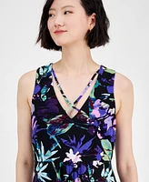 Connected Women's Strappy V-Neck Floral Midi Dress