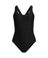 Lands' End Women's Texture Tugless X-Back One Piece Swimsuit