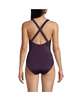 Lands' End Women's Long Torso Tugless X-Back One Piece Swimsuit