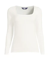Lands' End Plus Long Sleeve Rib Square Neck Tee