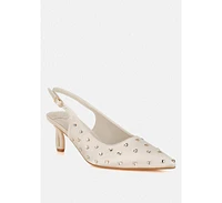 London Rag Dasavla Heart-Shaped Rhinestone Studded Slingbacks