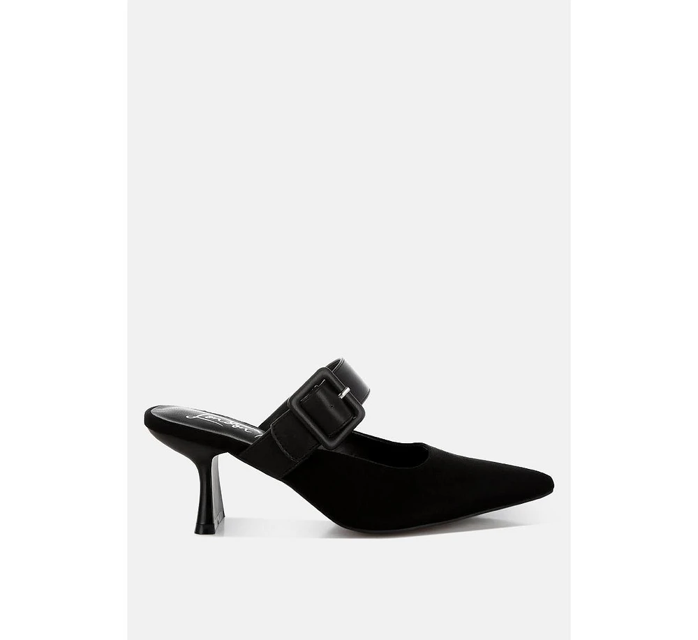 London Rag Onagra Microfiber Pointy Slip-On Mules