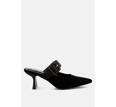 London Rag Onagra Microfiber Pointy Slip-On Mules
