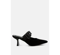 London Rag Onagra Microfiber Pointy Slip-On Mules