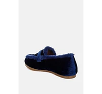 Rag & Co Bastian Fur Detail Velvet Loafers