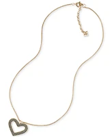 Patricia Nash Gold-Tone Pave & Heart Pendant Necklace, 30" + 3" extender