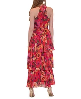 julia jordan Women's Printed High-Neck Sleeveless Maxi Dress