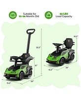 Gymax 3-in-1 Licensed Lamborghini Ride on Push Car Stroller Sliding w/ Sound