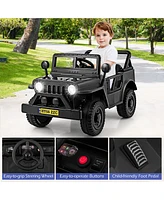 Gymax 12V Kids Ride on Truck Car w/Remote Control Threaded Wheels 3 Speeds Led Lights