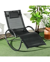 Outsunny Outdoor Rocking Chair Chaise Lounge for Sun ning