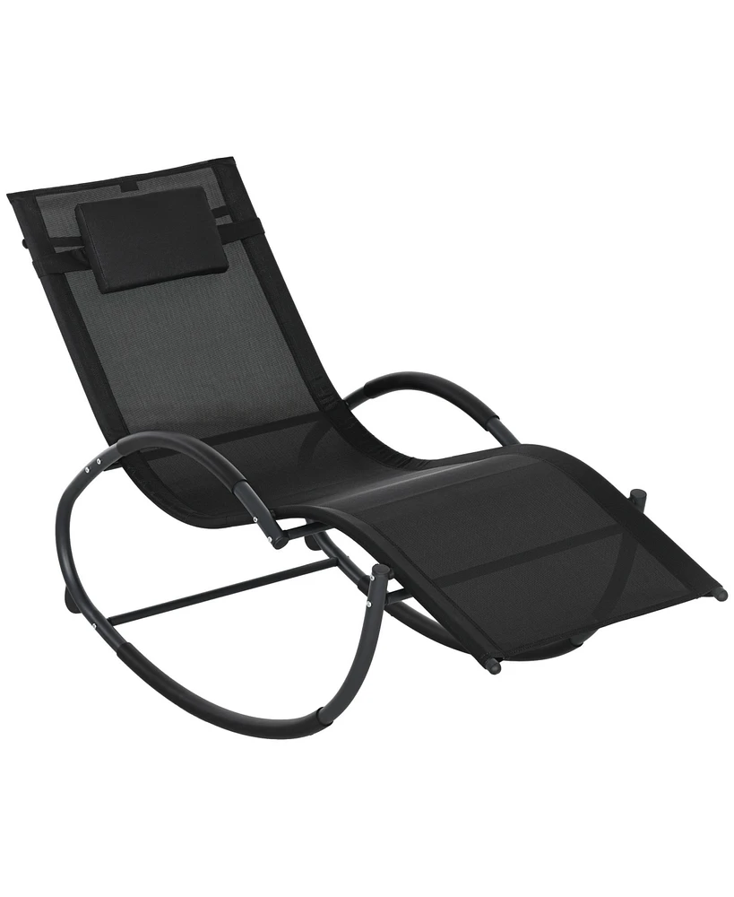 Outsunny Outdoor Rocking Chair Chaise Lounge for Sun ning