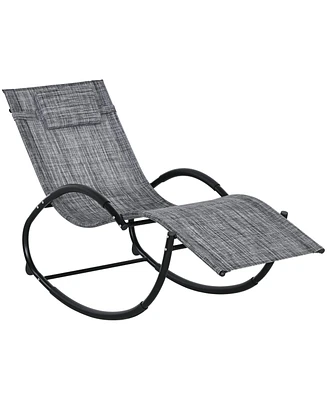 Outsunny Outdoor Rocking Chair Chaise Lounge Chair for Sun ning