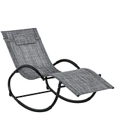 Outsunny Outdoor Rocking Chair Chaise Lounge Chair for Sun ning
