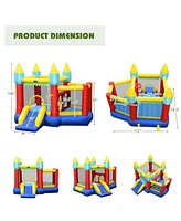 Gymax Inflatable Bounce House Slide Jumping Castle Ball Pit Tunnels Without Blower