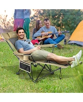 Gouun Camping Lounge Chair with Detachable Footrest Adjustable Backrest-Khaki