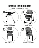 Gouun 4-in-1 High Chair–Booster Seat with Adjustable Height and Recline