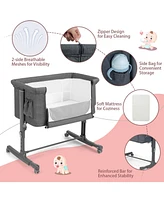 Gouun Portable Baby Bedside Bassinet with 5-level Adjustable Heights and Travel Bag