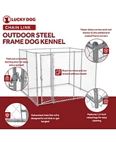 Lucky Dog Adjustable 10' x 10' x 6' Heavy Duty Chain Link Dog Kennel Enclosure