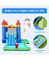 Gymax Inflatable Bouncer Climbing Slide Bounce House Water Park BallPit Without Blower
