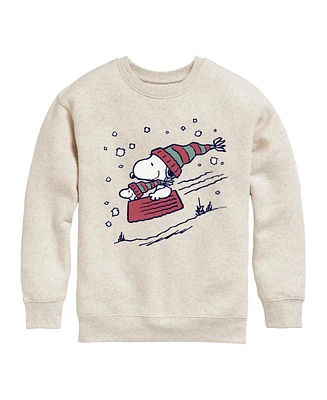 Peanuts Big Girls Snoopy Sled Graphic Fleece Top