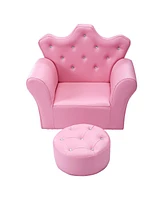 Gouun Kids Sofa Armrest Couch with Ottoman