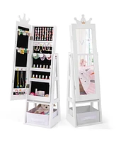 Gouun Free-Standing Full Length Kids Jewelry Armoire Cabinet with Storage Capacity