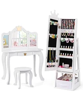 Gouun Free-Standing Full Length Kids Jewelry Armoire Cabinet with Storage Capacity