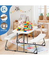 Sugift Kids Picnic Table Folding Plastic Table and Benches - Seating for 4 Kids