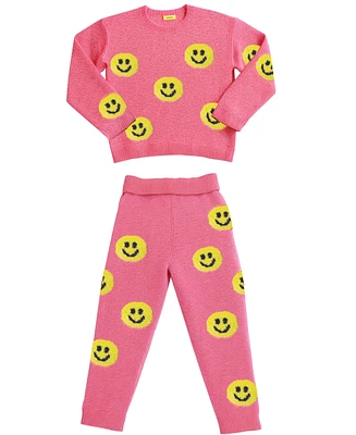 Kate Mack Little Girls Smiley Sweatshirt and Jogger, 2-Piece Set