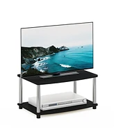 Furinno Turn-n-Tube No Tools 2-Tier Elevated Tv Stands- Espresso & Black - 11 x 23.8 15.8 in.